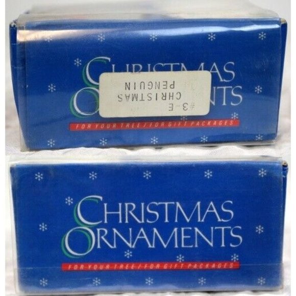 VTG 80s Porcelain Christmas Penguin Ornament Bell Santa Pom-Pom Vest Gift Black - Picture 12 of 12